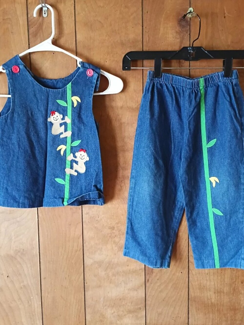 Rags Land Vintage Kids Size 3 Denim 2 Piece Outfit Embroidered Made in USA
